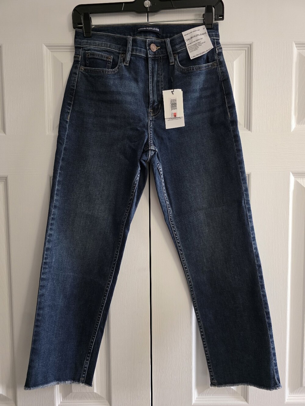 Calvin Klein High Rise Classic Straight Crop Jeans Dark Wash Women's Size 26 NWT